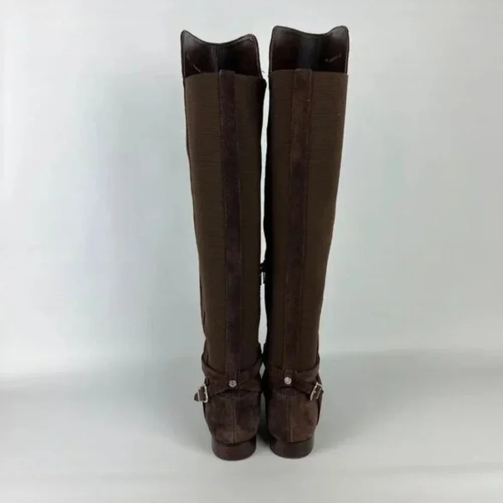 Antonio Melani Women Brown Suede Tall Over the Knee Boots Buckle